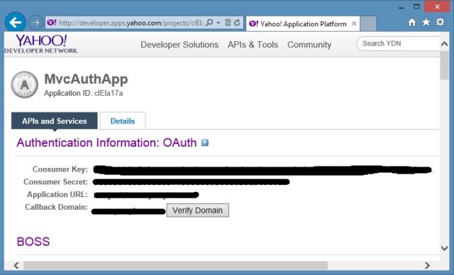 Authentication Information of Yahoo Project
